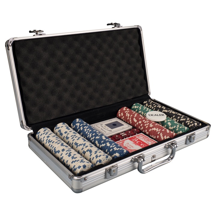 Покер комплект Deluxe Master с 300 чипа (11.5 гр), Aлуминиево куфарче