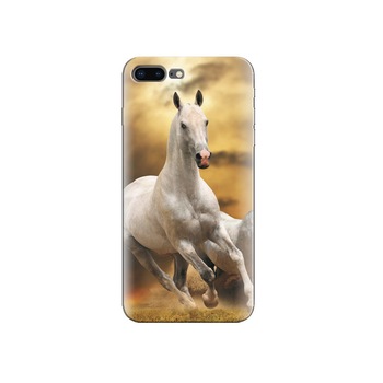Husa Iphone 7 Plus White Horse Animal Running In Grass Ground Husa Iphone 7 Plus White Horse Animal Running In Grass Ground