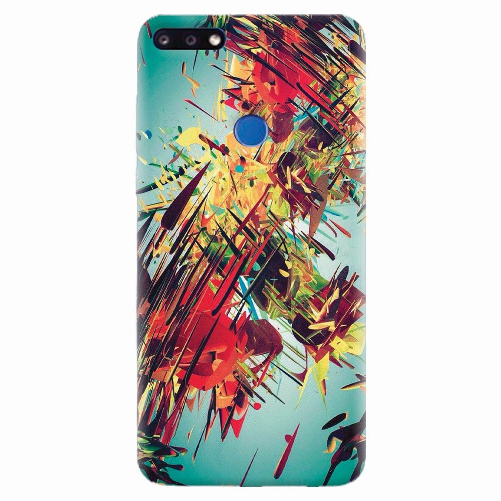 Husa silicon pentru Huawei Y7 Prime 2018, Complex Abstract Colorful 3D Drawing