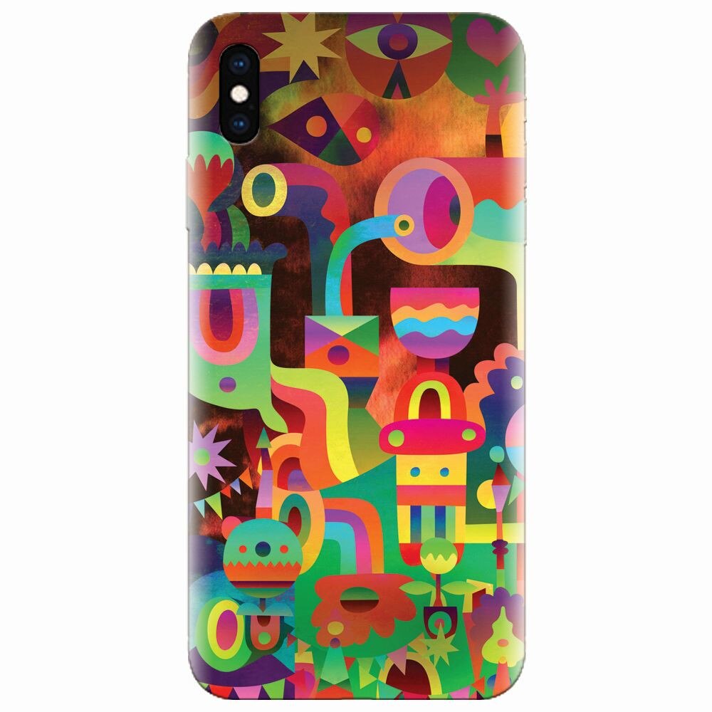 Husa silicon pentru Apple Iphone XS, Abstract Colorful Shapes
