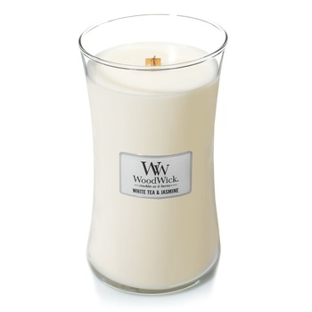 Lumanare Parfumata Borcan Mare White Tea & Jasmine, WoodWick® Lumanare Parfumata Borcan Mare White Tea & Jasmine, WoodWick®
