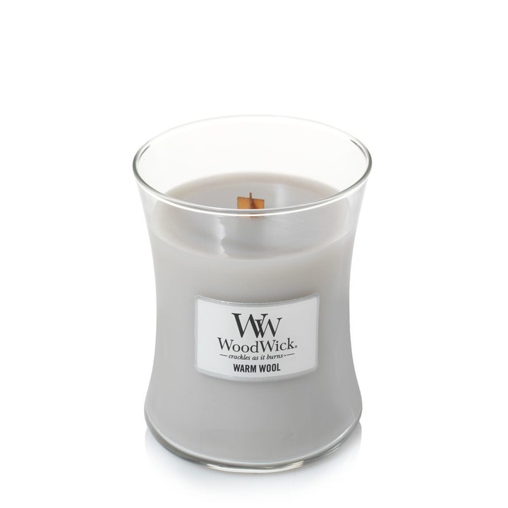 Ароматна свещ WoodWick Warm Wool Среден Буркан, 275 г
