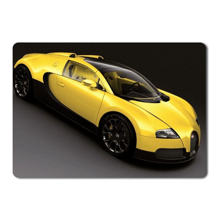 Mouse Pad Yellow Bugatti Veyron Top View - 21.5 X 27 X 0.3cm