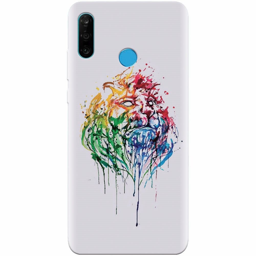 Husa silicon pentru Huawei P30 Lite, Paint Illustration Lion Head
