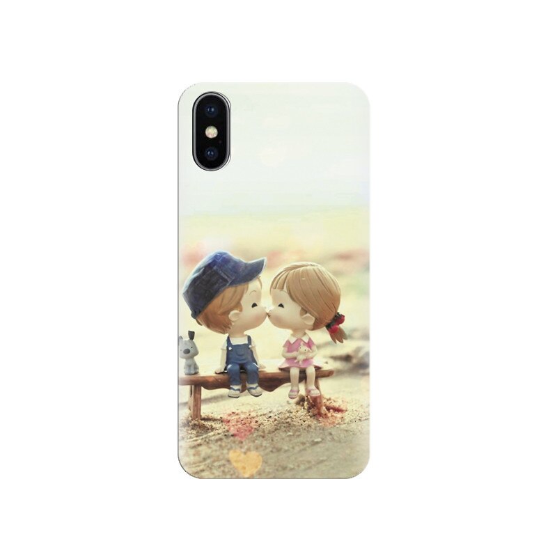 Husa silicon IPHONE X Two Lovely Couple Cartoon Wallpaprs