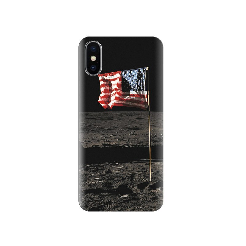Husa silicon IPHONE X USA National Flag On Moon