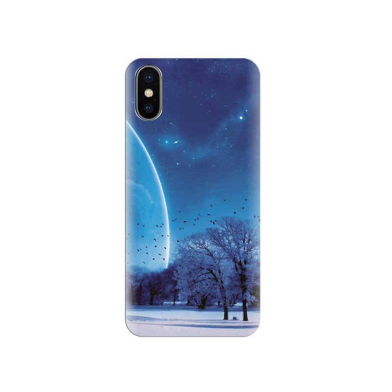 Husa silicon IPHONE X Winter Art Tree Planet Space