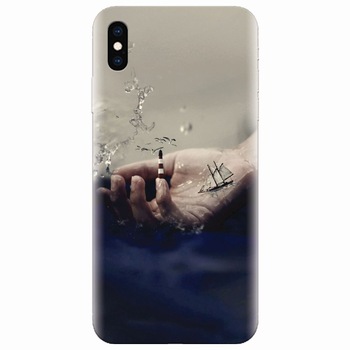 Husa silicon pentru Apple Iphone XS Max, 3D Hand Ocean Render Husa silicon pentru Apple Iphone XS Max, 3D Hand Ocean Render
