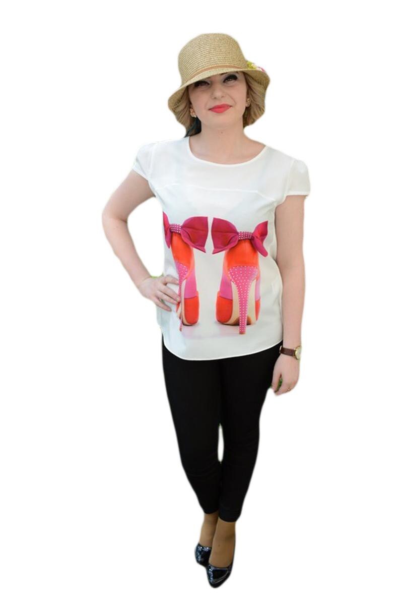 Bluza casual de vara, nuanta alba, D&J Exclusive, Alb