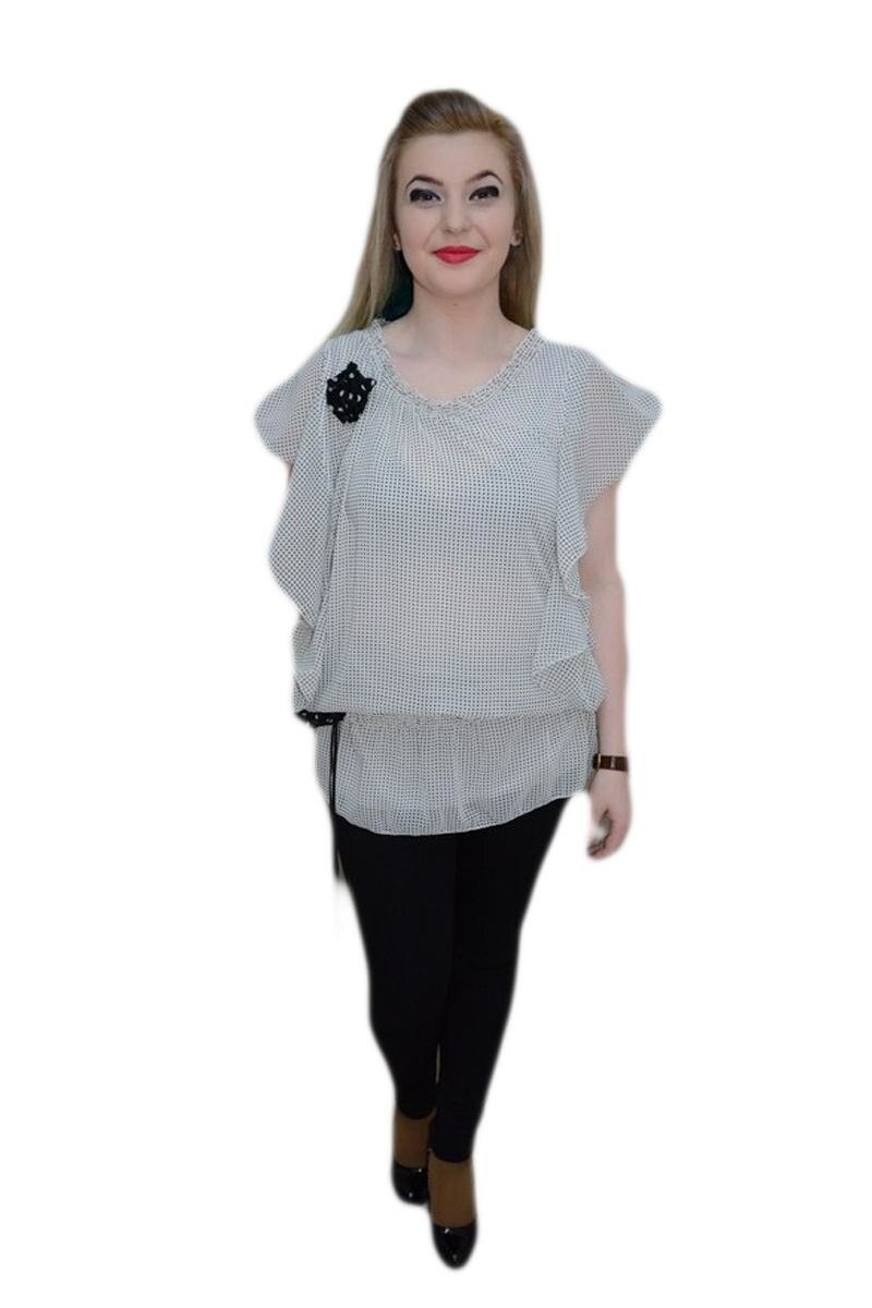 Bluza trendy din voal, nuanta alba, D&J Exclusive, Alb