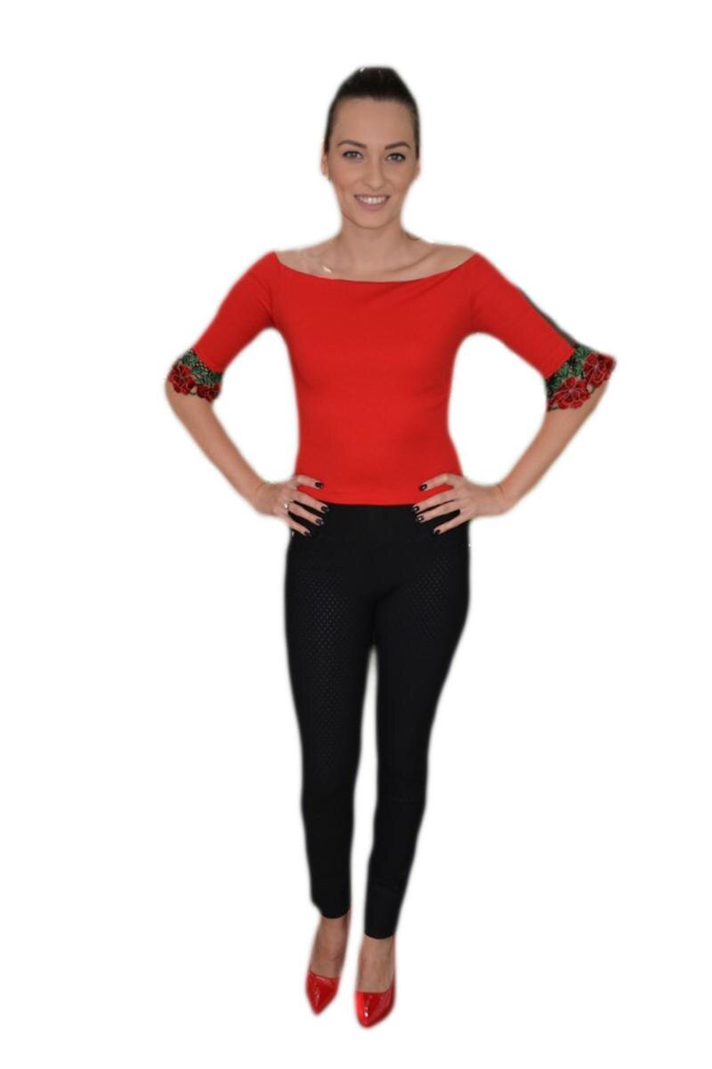 Bluza moderna cu talie scurta, rosie, D&J Exclusive, Rosu