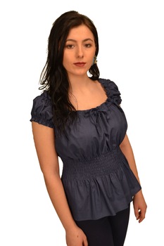 Bluza incretita cu maneca scurta , 65382BS, Albastru marin Bluza incretita cu maneca scurta , 65382BS, Albastru marin