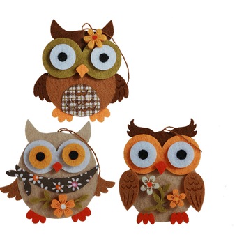 Set 3 decoratiuni bufnita cu clips si agatatoare - 6 x 7cm, Radar 137232 Set 3 decoratiuni bufnita cu clips si agatatoare - 6 x 7cm, Radar 137232