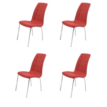 Set 4 scaune bucatarie CB, S-02, culoare Rosu, Metal cromat