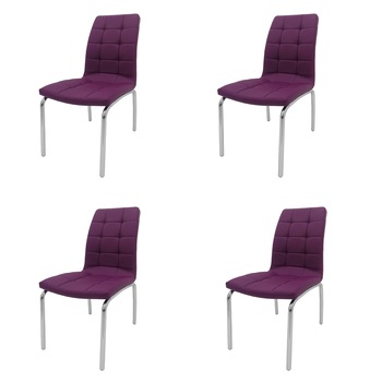 Set 4 scaune bucatarie CB, S-02, culoare Lila, Metal cromat Set 4 scaune bucatarie CB, S-02, culoare Lila, Metal cromat