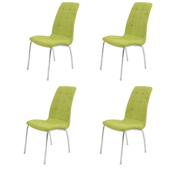 Set 4 scaune bucatarie CB, S-02, culoare Verde, Metal cromat