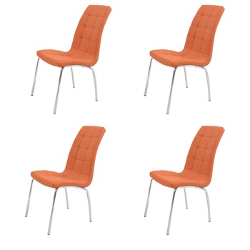 Set 4 scaune bucatarie CB, S-02, culoare Portocaliu, Metal cromat