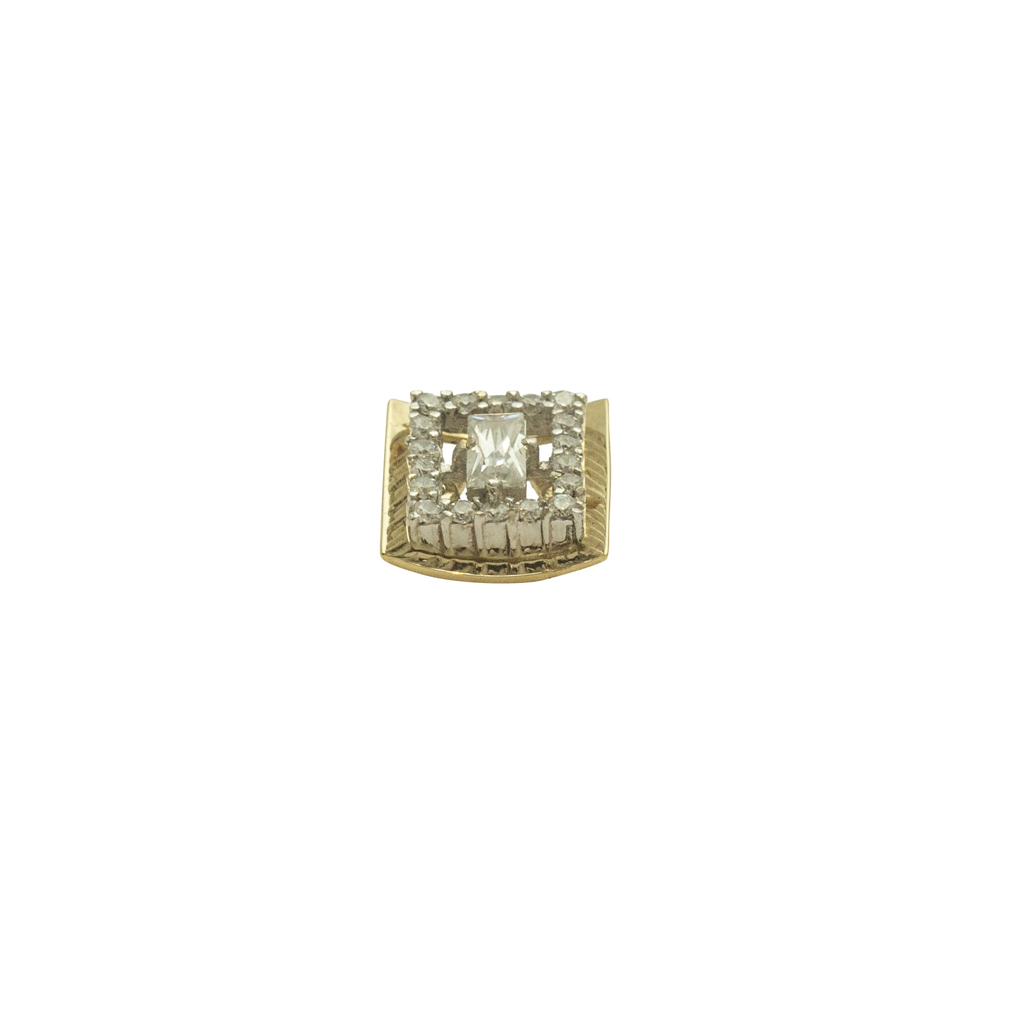 Medalion din aur galben de 14K, ornata cu pietre albe