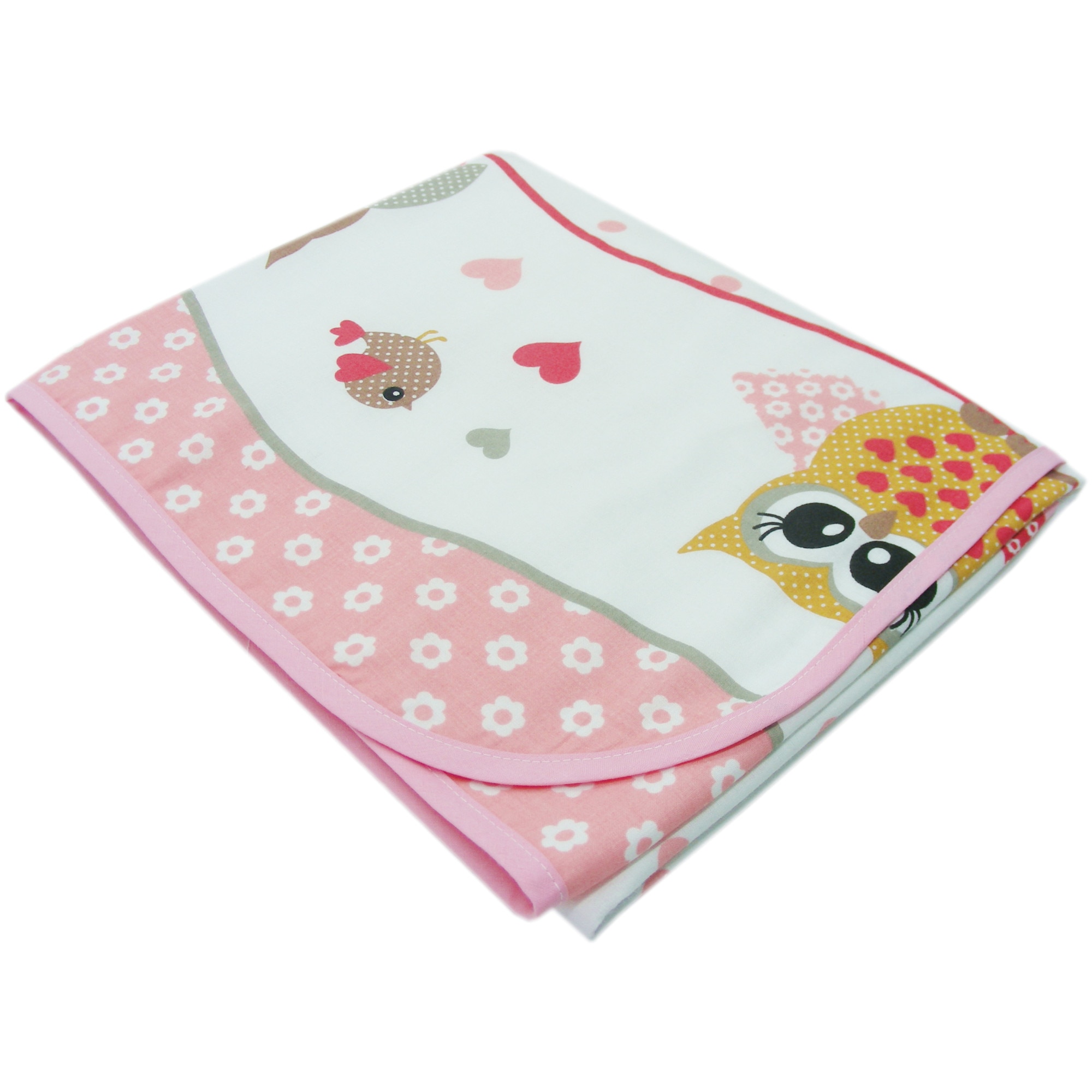 Paturica din bumbac bufnite roz 95 x 75 cm