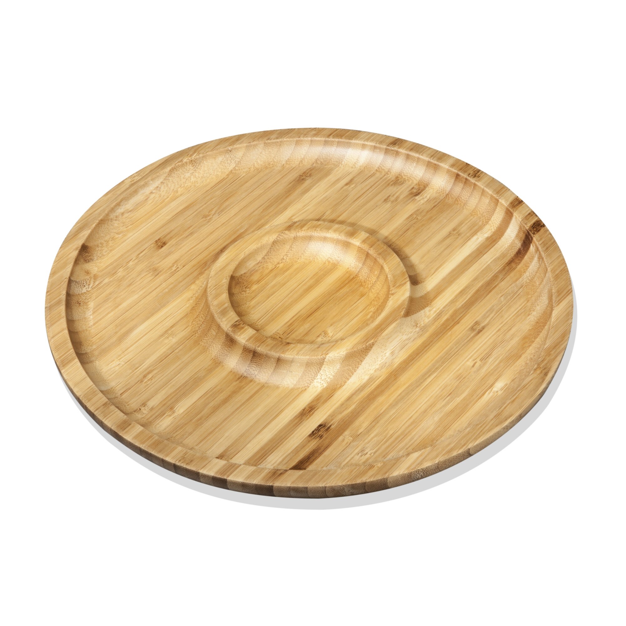 Platou/Tava rotund aperitive/legume/friptura, Wilmax, bambus, 2 sectiuni, 35.5 cm