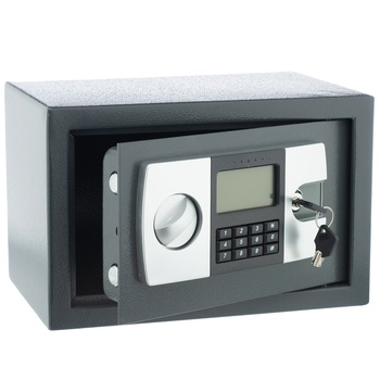 Seif Metalic cu Cifru Electronic si Cheie CD-20E, pentru Acte, Casa de Bani, Cutie de Valori, 310x200x200 mm, Gri Seif Metalic cu Cifru Electronic si Cheie CD-20E, pentru Acte, Casa de Bani, Cutie de Valori, 310x200x200 mm, Gri