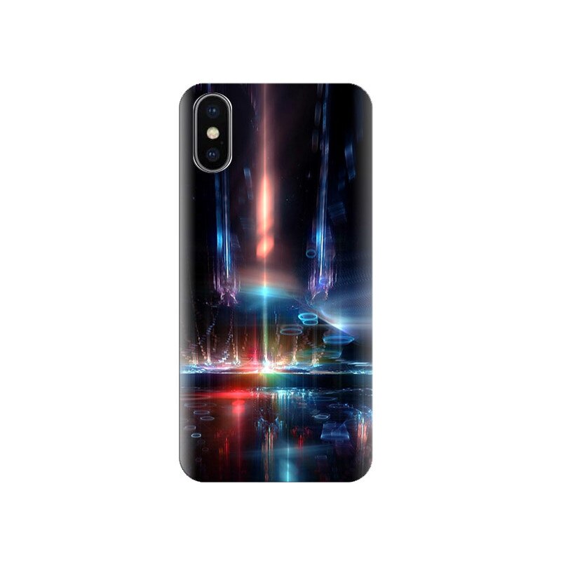 Husa Iphone X Abstract-Neon-Lights-Galaxy