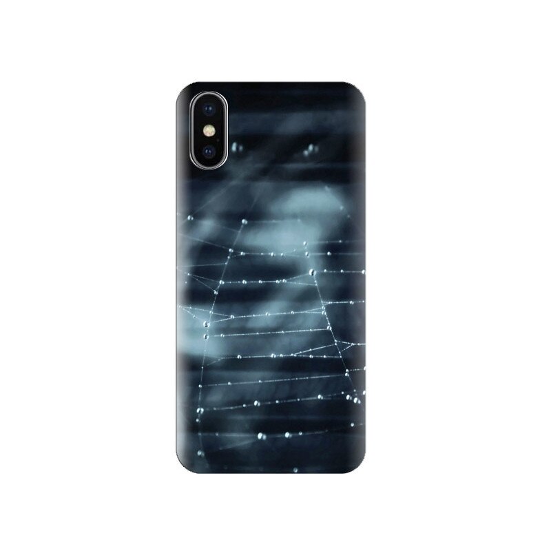 Husa Iphone X Black-Cobweb-With-Dew-Drops