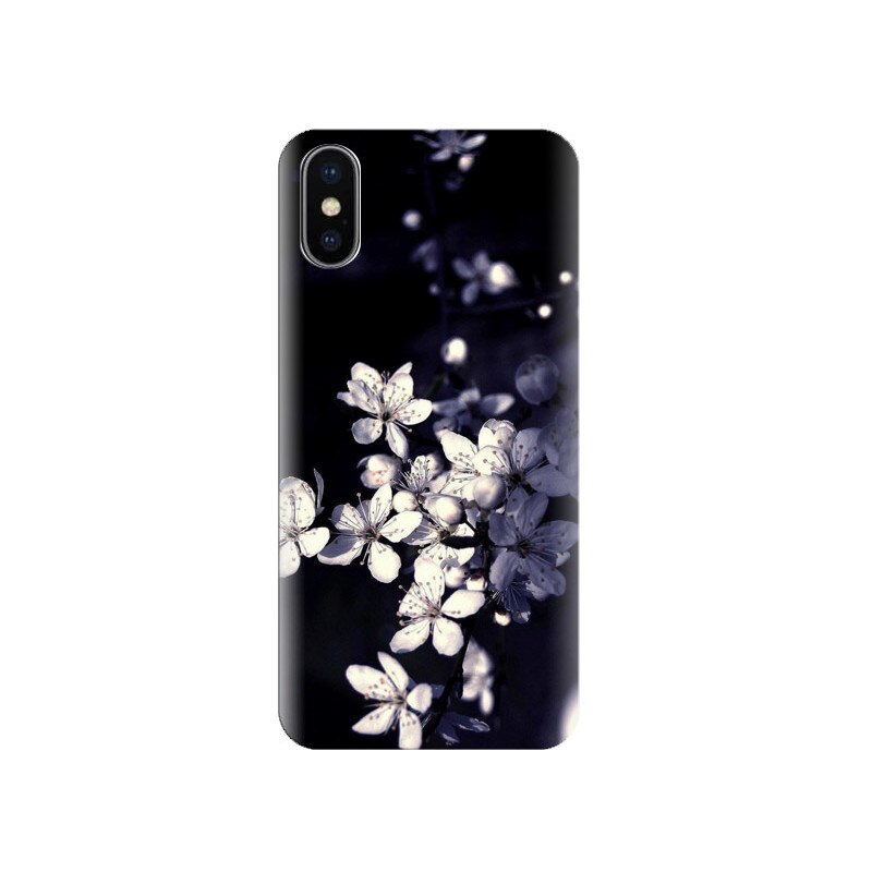 Husa Iphone X Black-White-Apple-Tree-Flowers