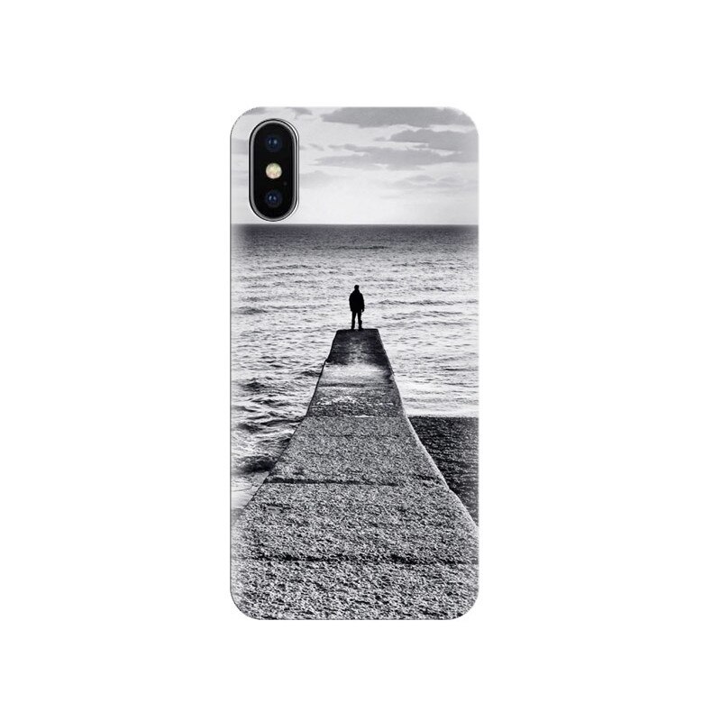 Husa Iphone X Abstract-Dock-Man-Grey-Landscape