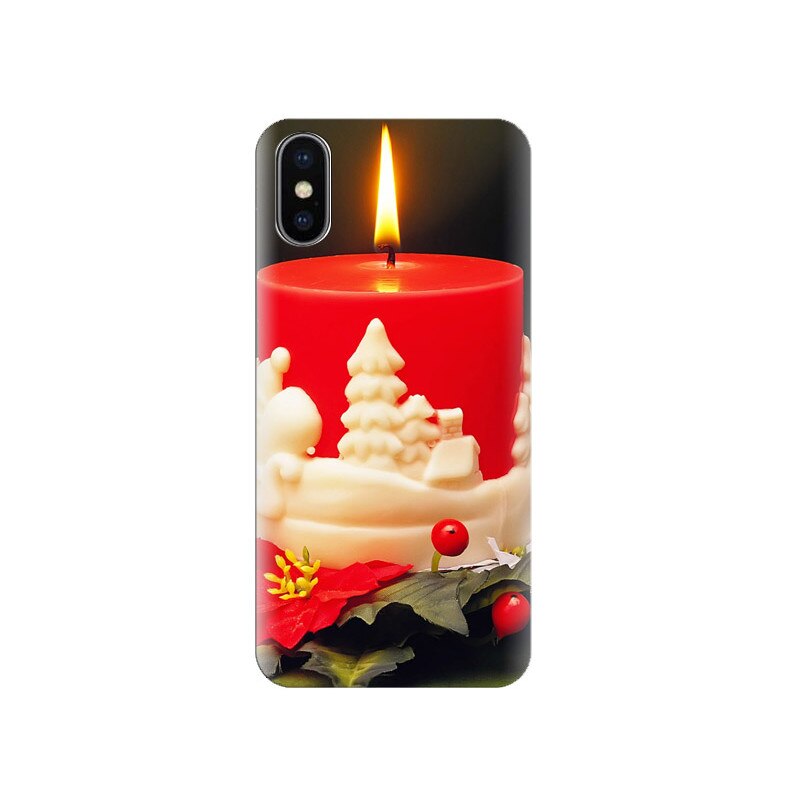 Husa Iphone X Red-Christmas-Candle
