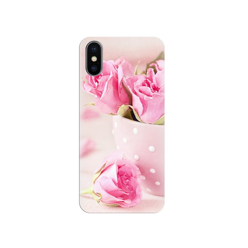 Husa Iphone X Pink-Rose-Unfold