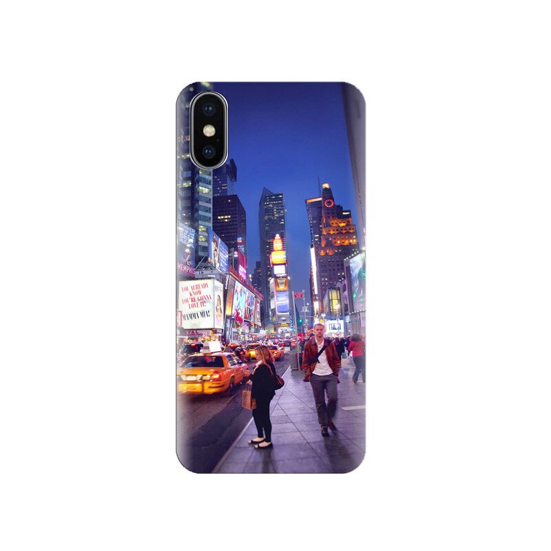 Husa Iphone X New-York-Street-Poeple-Night-Taxi