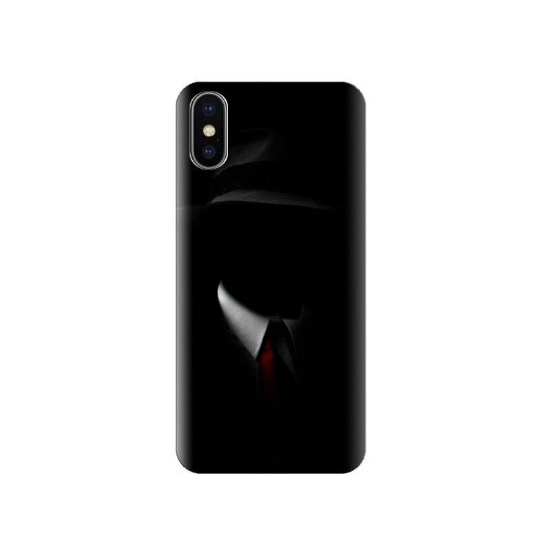 Husa Iphone X Shadow-Man-Black-Suit-Hat-Red-Tie