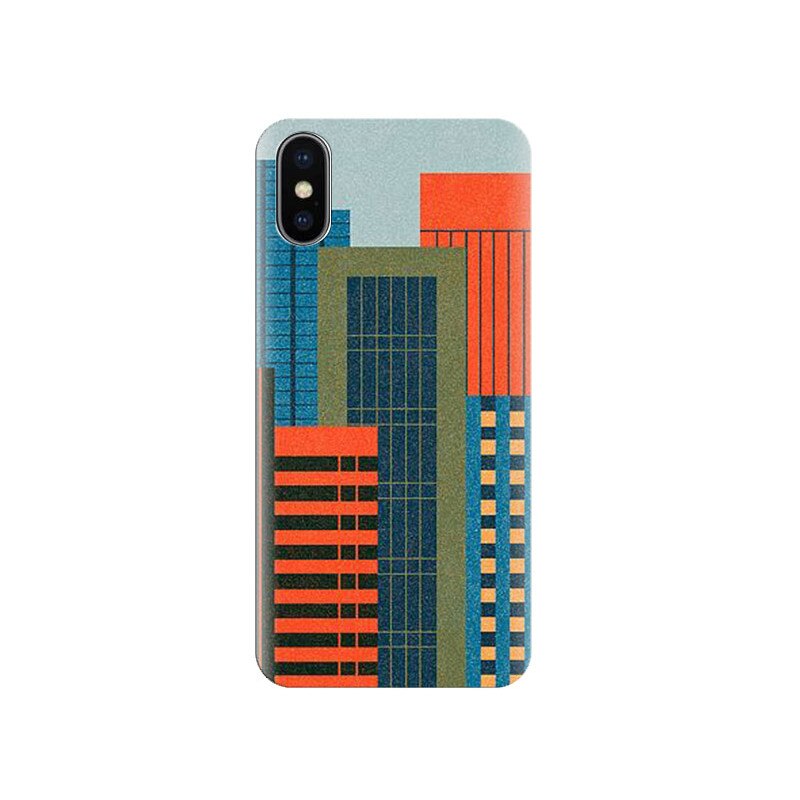 Husa Iphone X Minimalist-City-Buildings-Drawing