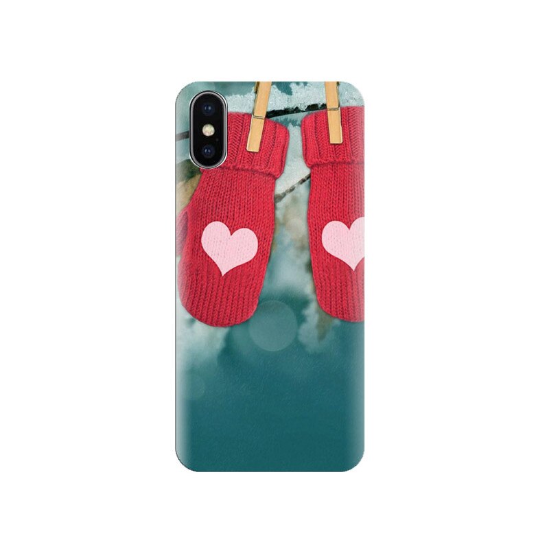 Husa Iphone X Pink-Wool-Gloves-Hanging