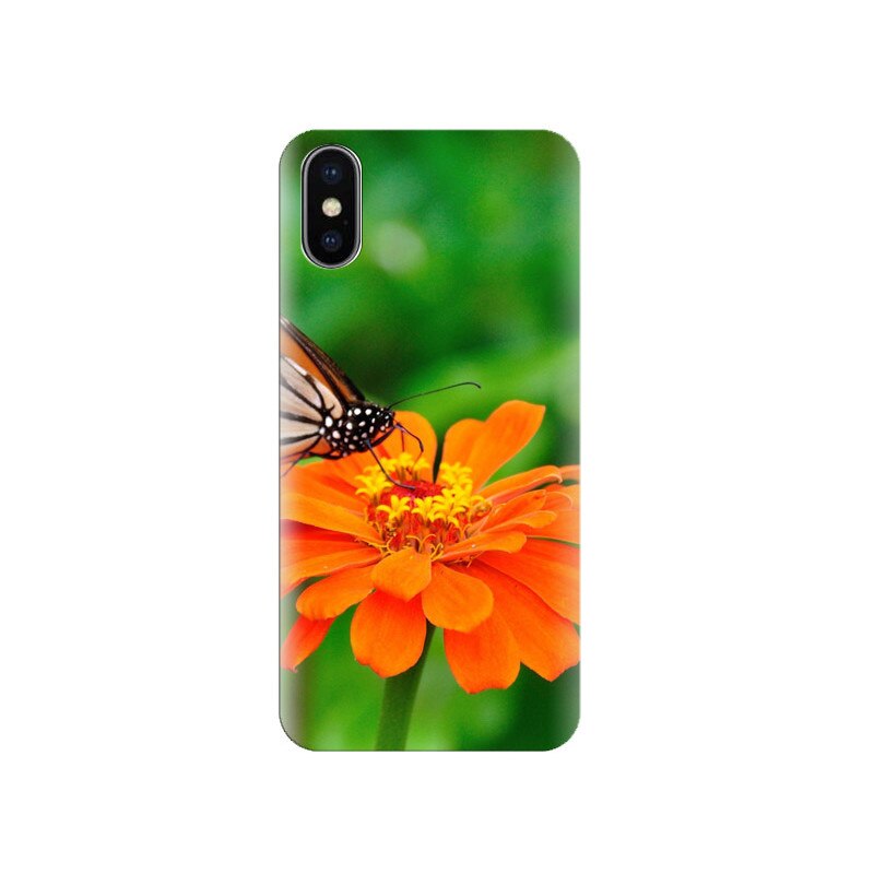 Husa Iphone X Orange-Butterfly-On-Flower