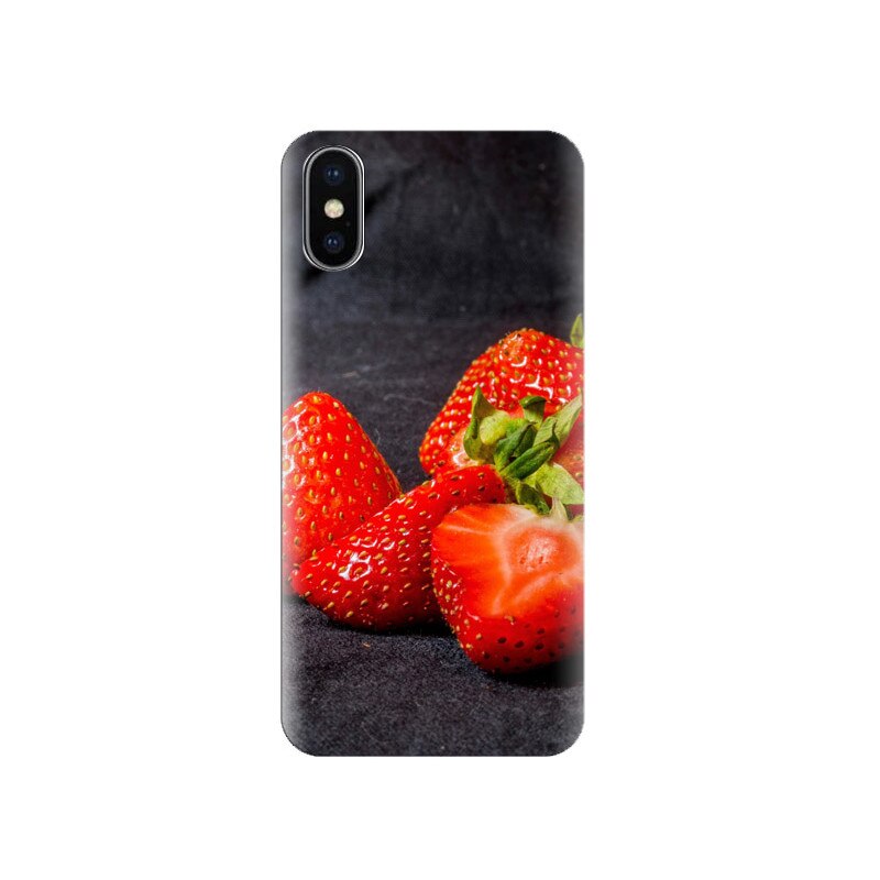 Husa Iphone X Strawberry-With-Black-Background