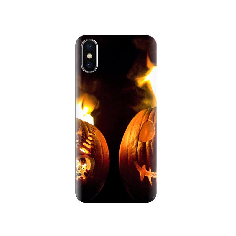 Husa Iphone X Two-Halloween-Pumpkins-Fire