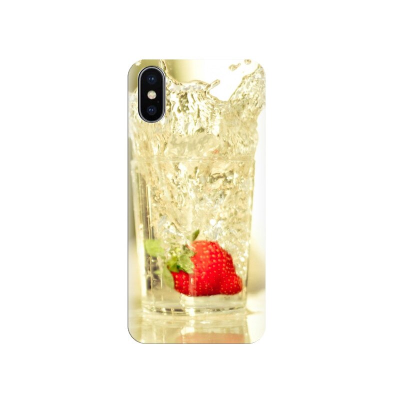 Husa Iphone X Strawberry-Falling-In-Glass-Of-Water
