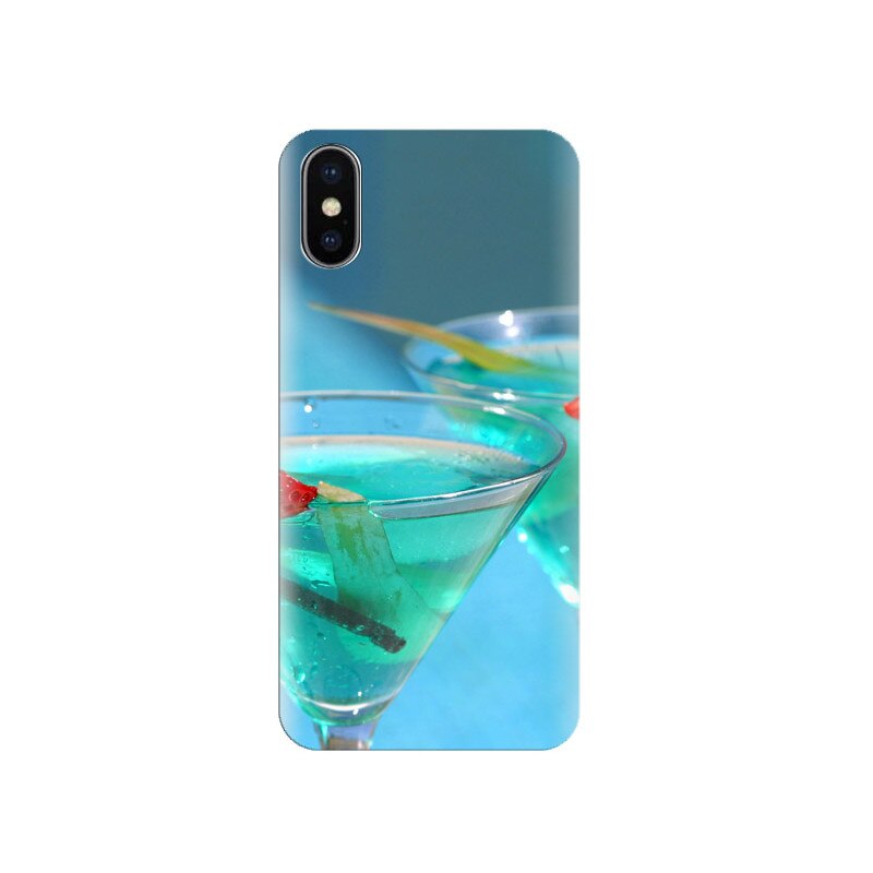 Husa Iphone X Blue-Cocktail-Martini-Strawberry