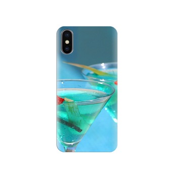 Husa Iphone X Blue-Cocktail-Martini-Strawberry Husa Iphone X Blue-Cocktail-Martini-Strawberry