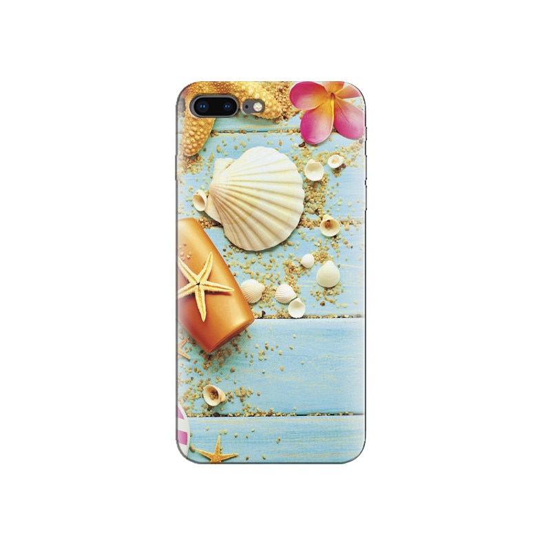 Husa Iphone 7 Plus Blue Wood Seashells Sea Star