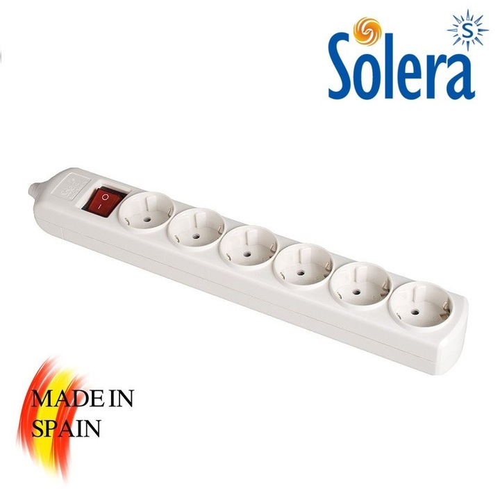 Разклонител Solera S8006, 6-ен с ключ, Без кабел