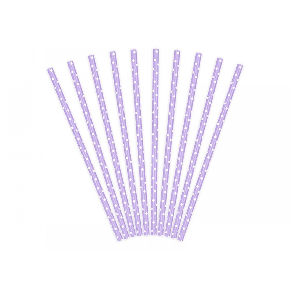 Paie din hartie, lila cu buline albe, 10buc/set