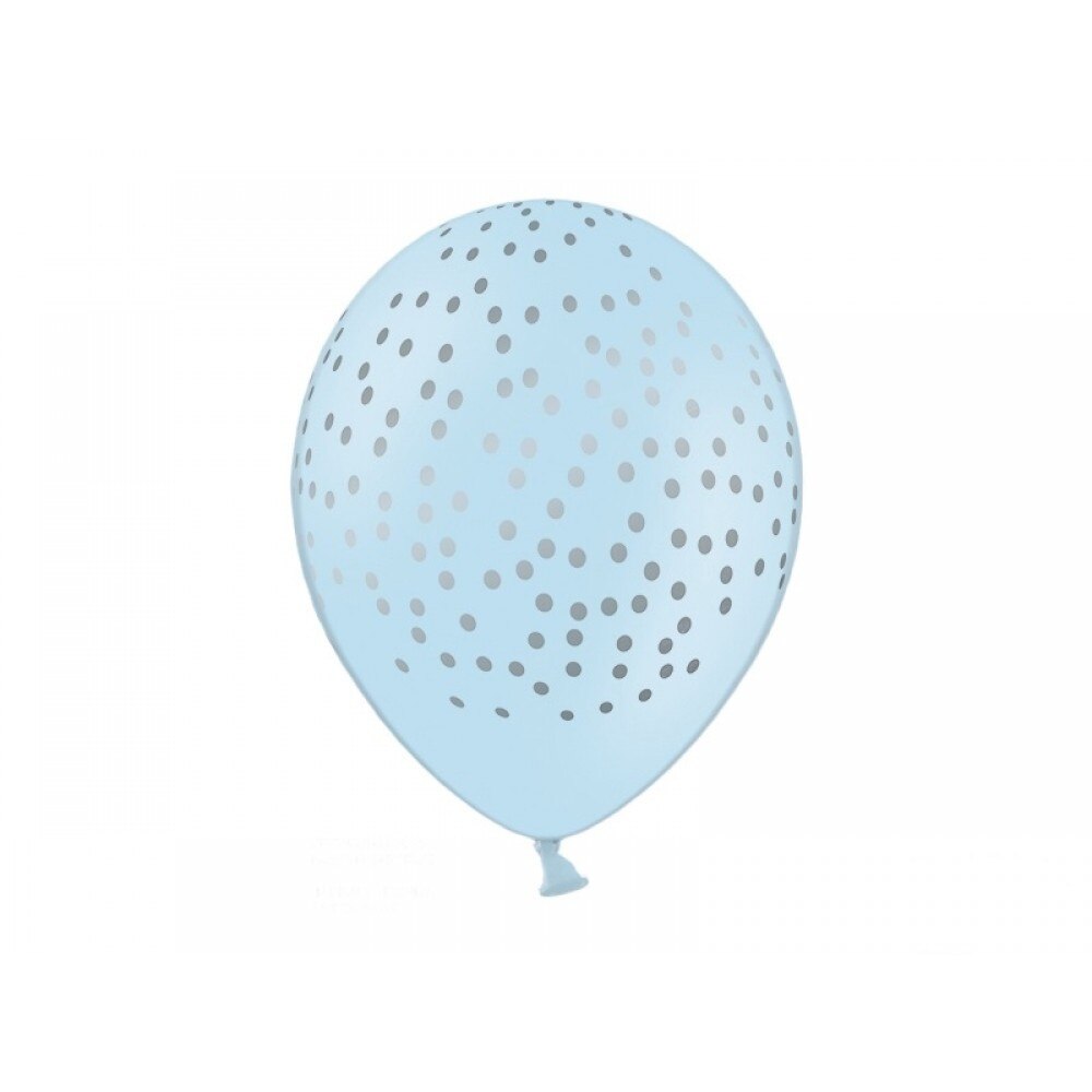 Baloane bleu cu buline argintii, 30cm, 5 buc/set