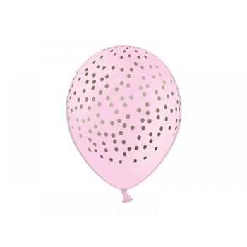 Baloane roz cu buline aurii, 30cm, 5 buc/set Baloane roz cu buline aurii, 30cm, 5 buc/set