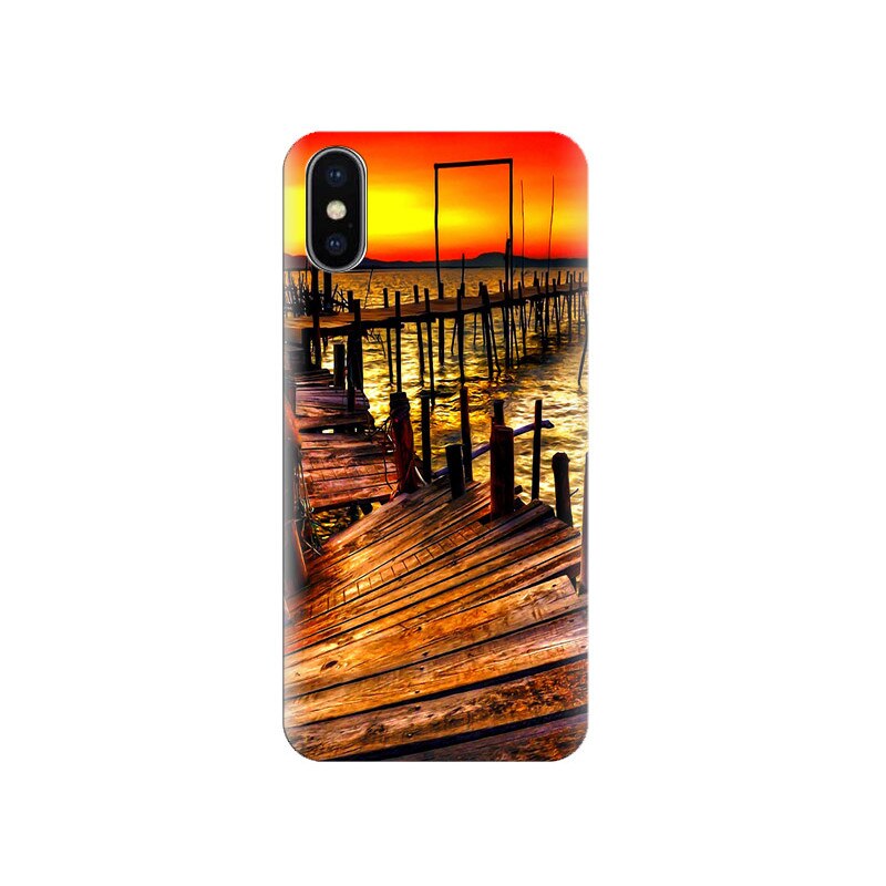 Husa Iphone X Sunset-Wooden-Bridge-Over-Sea