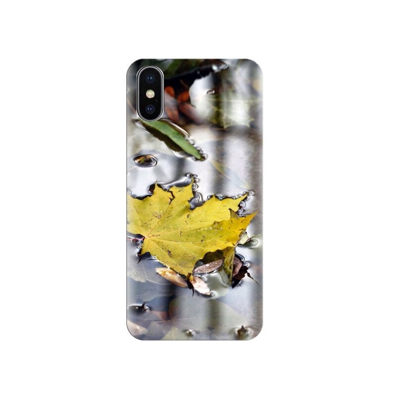 Husa Iphone X Yellow-Maple-Leaf-On-Water