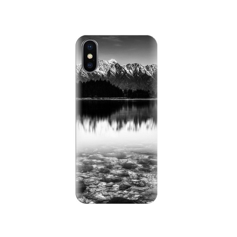 Husa Iphone X Black-And-White-Snow-Mountain-Lake