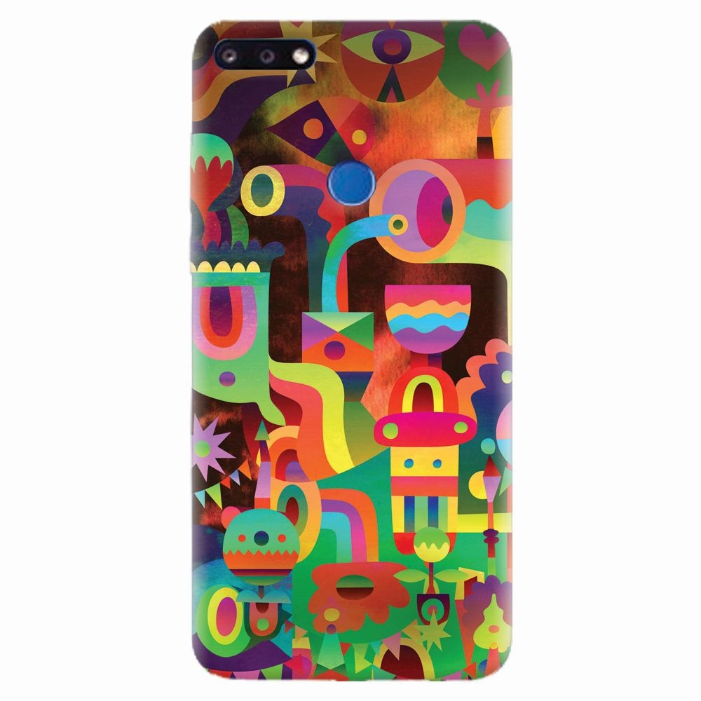 Husa silicon pentru Huawei Y7 Prime 2018, Abstract Colorful Shapes